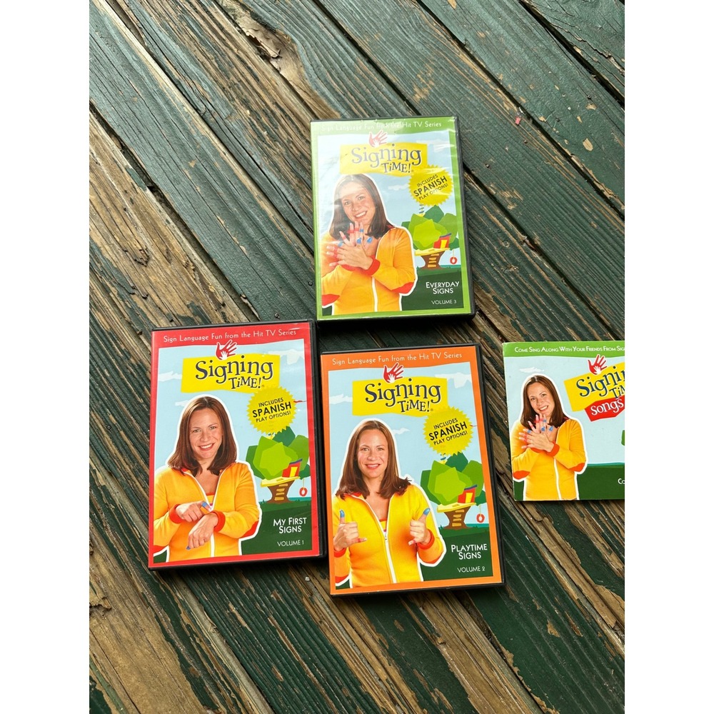 Signing Time DVD Set Volumes 1 2 3 and Songs CD ASL Educational Series Rachel